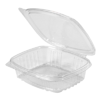 Futura 35 oz Silver Plastic Tamper-Evident Container - with Clear Lid,  Microwavable - 7 x 4 3/4 x 2 3/4 - 100 count box